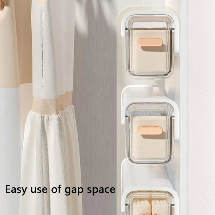 Underwear Wall Mount Drawer Plastic Organizer Bin Self-Adhesive Hanging Storage Box for Socks - Blackish Green - 4