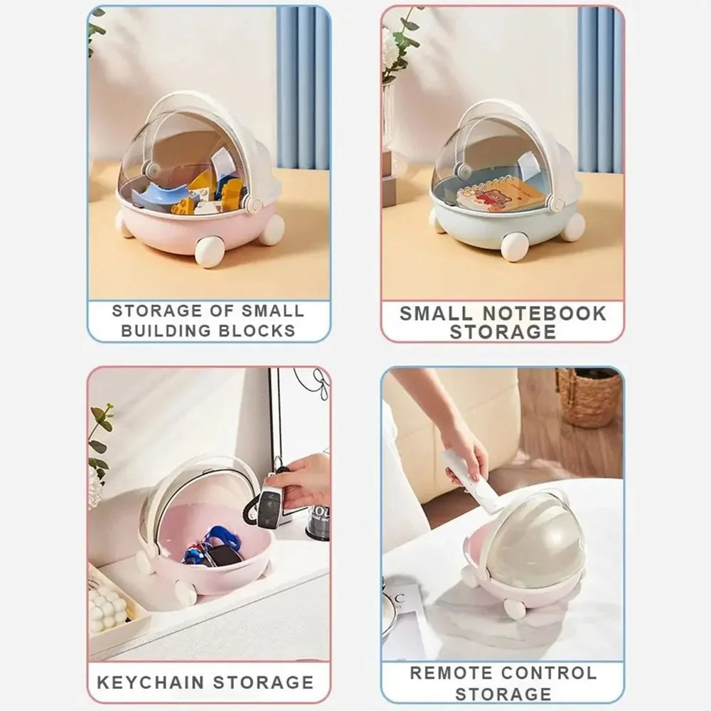 Creative Cute Cradle Desktop PP+PET Storage Box Key Snacks Toy Sundries Organizer - Pink - 3