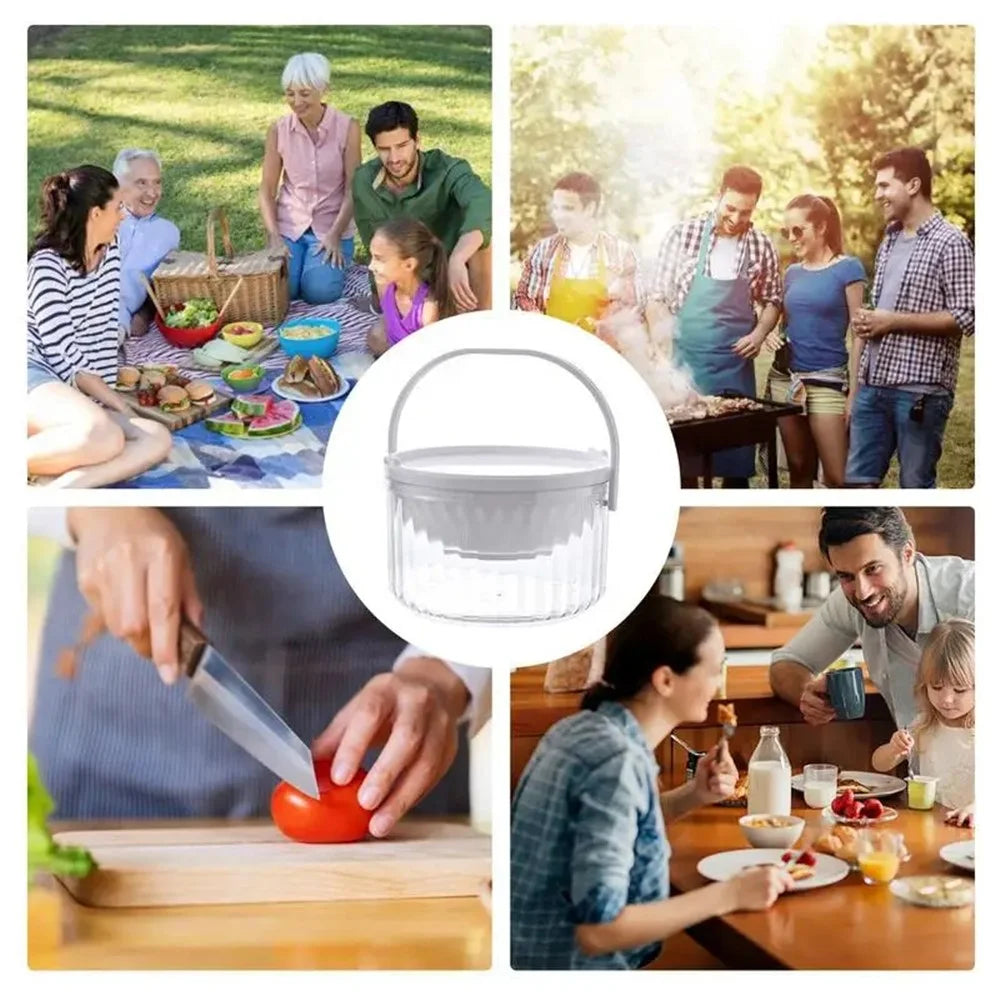 Ice Chilled Serving Tray Kitchen Refrigerated Veggie Tray Iced Salad Bowl (BPA Free, No FDA) - White - 3