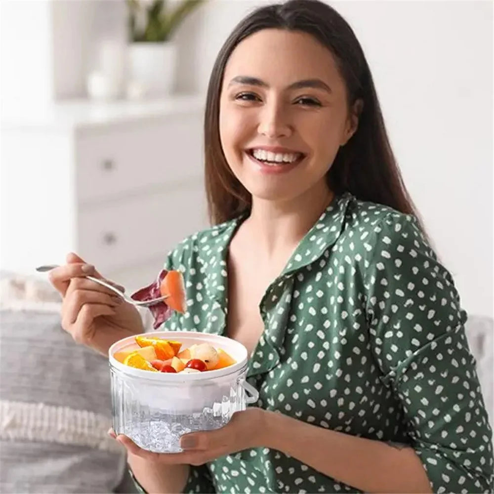Ice Chilled Serving Tray Kitchen Refrigerated Veggie Tray Iced Salad Bowl (BPA Free, No FDA) - White - 4