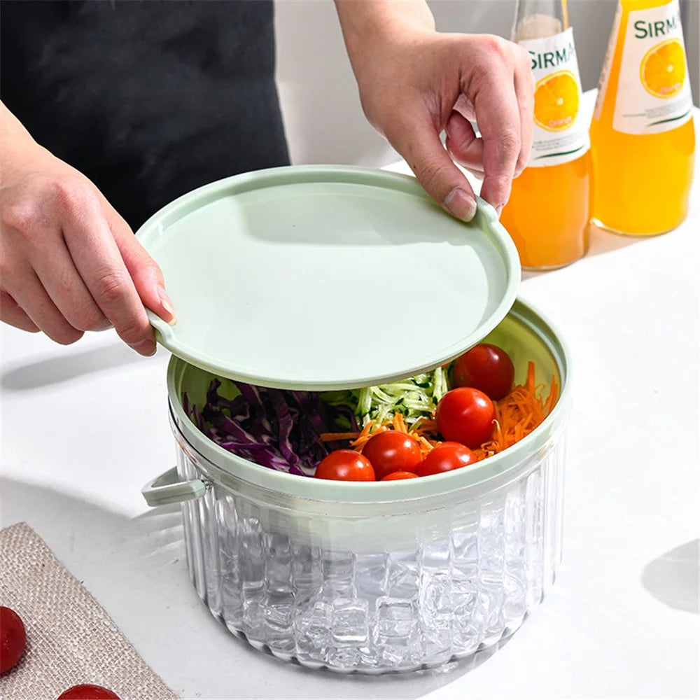 Ice Chilled Serving Tray Kitchen Refrigerated Veggie Tray Iced Salad Bowl (BPA Free, No FDA) - White - 5