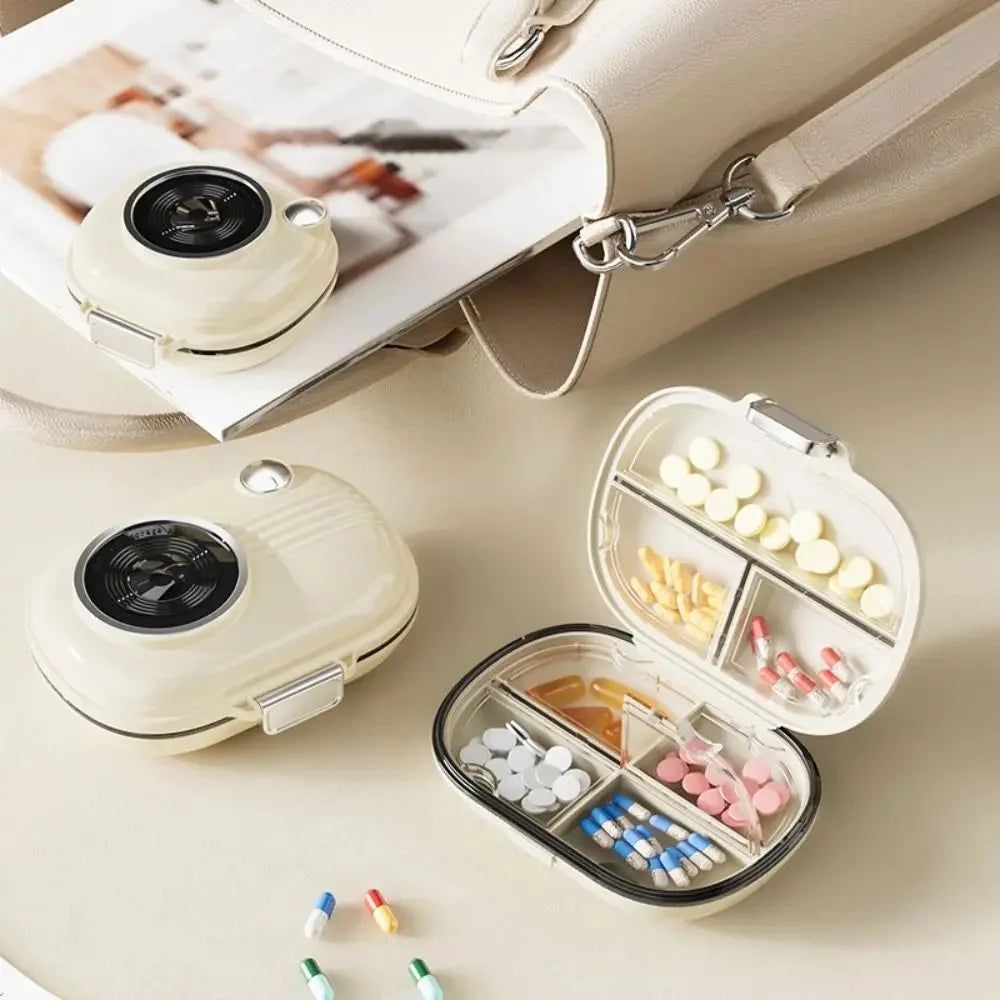 Camera Shape 7 Days Weekly Pill Dispenser Organizer Box Daily Medicine Storage Case, Size S (BPA Free, No FDA) - 5