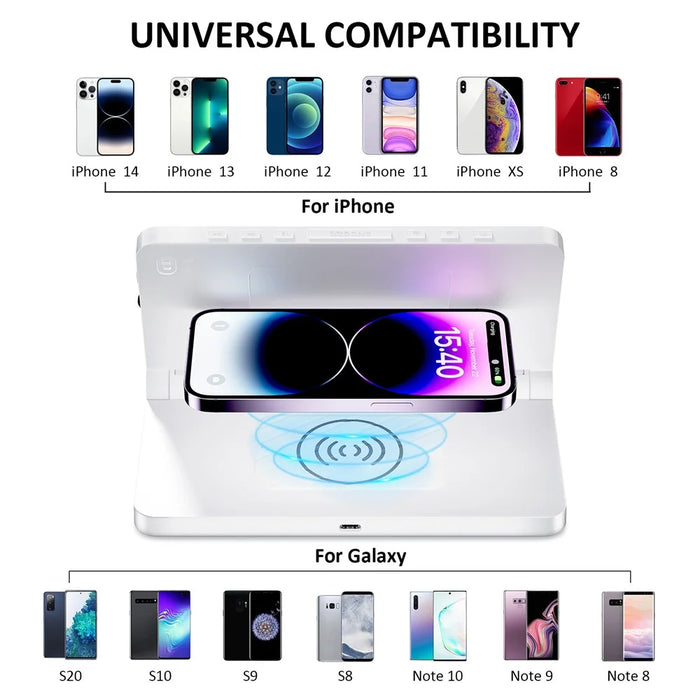 ZM-A1C Temperature Display Foldable LED Digital Alarm Clock with Night Light and 10W Wireless Charger - White - 2