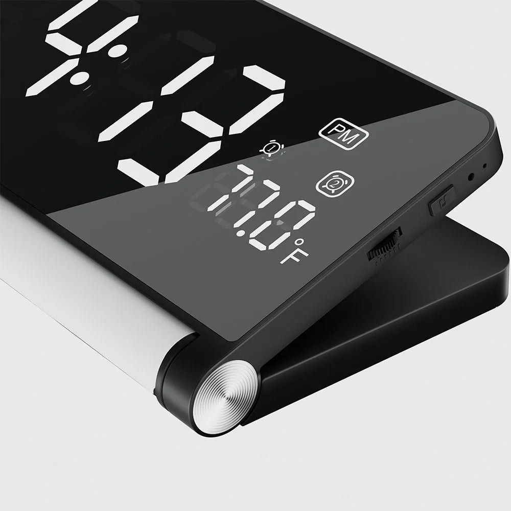 ZM-A1 Temperature Display Foldable LED Digital Alarm Clock with Dimmable Night Light - Black - 5