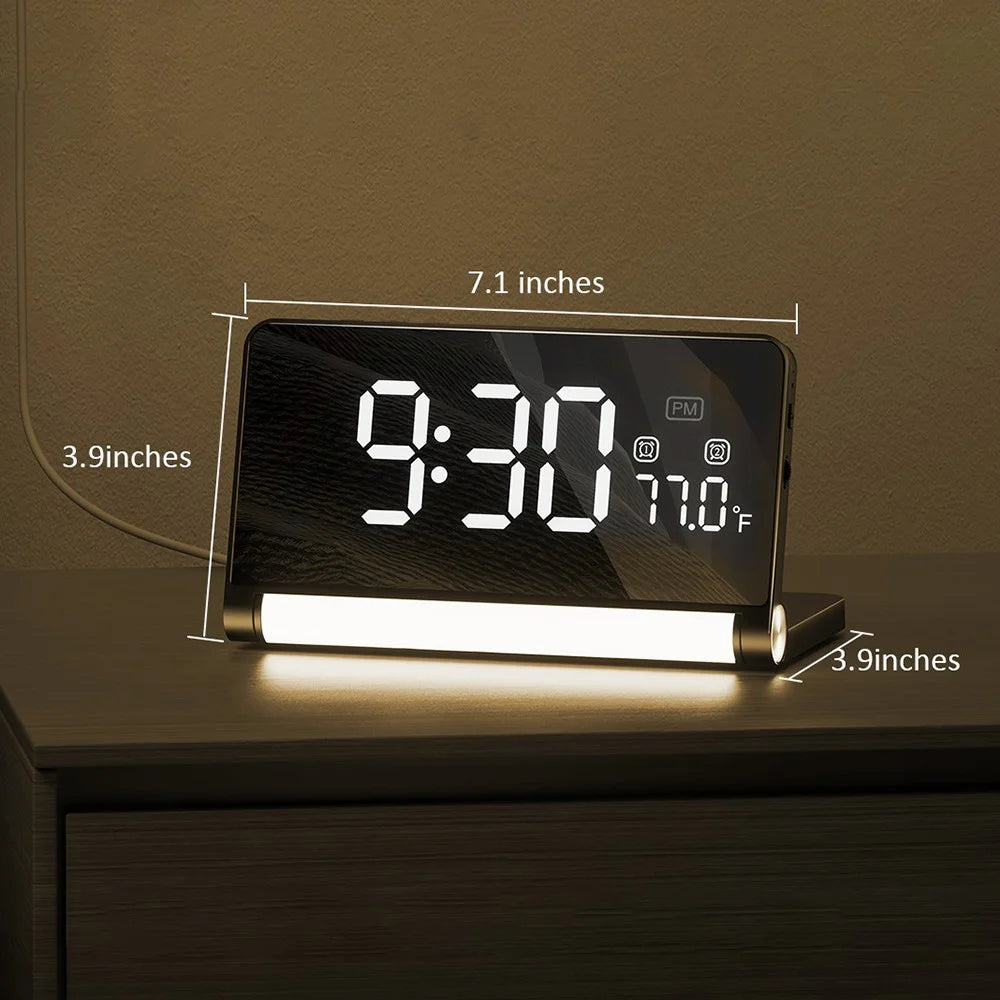 ZM-A1 Temperature Display Foldable LED Digital Alarm Clock with Dimmable Night Light - Black - 7
