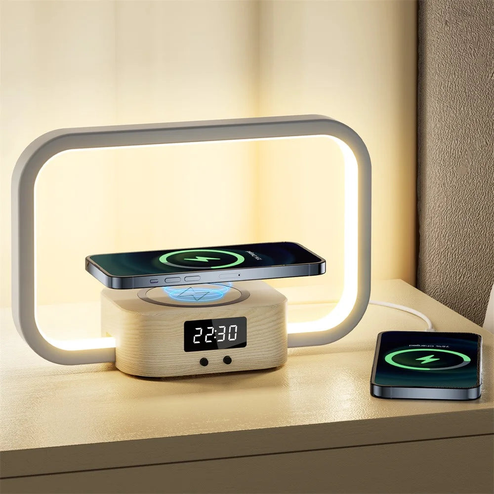 ZM-WRO1 3-in-1 Touch Control Bedside Night Light 10W Wireless Charger Digital Clock - 1