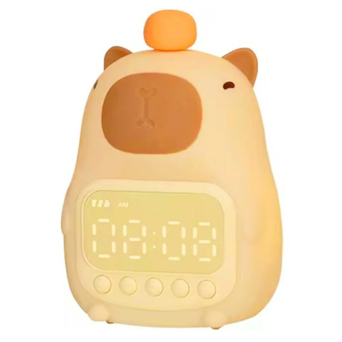 C20 Cute Cartoon Capybara Alarm Clock Dimmable Bedside Night Light for Kids Room - 1