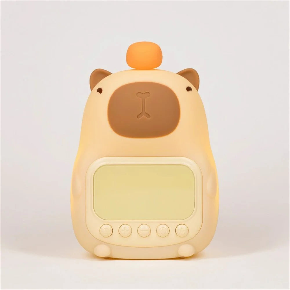 C20 Cute Cartoon Capybara Alarm Clock Dimmable Bedside Night Light for Kids Room - 2