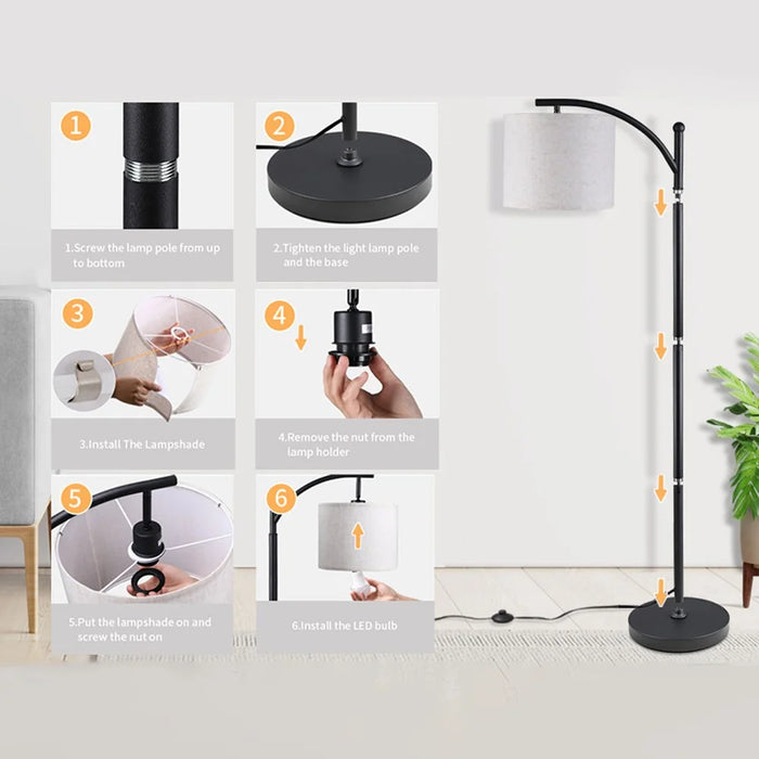 3 Color Temperatures 9W LED Bulb Modern Floor Lamp for Living Room with Foot Switch - EU Plug - 7