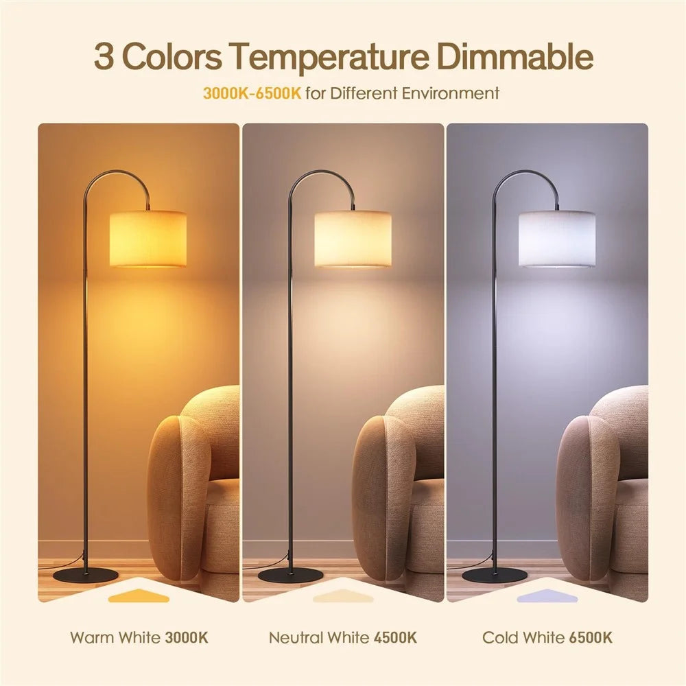 E26 / E27 12W LED Bulb Three Color Dimmable Modern Floor Standing Lamp for Living Room / Bedroom - US Plug - 3