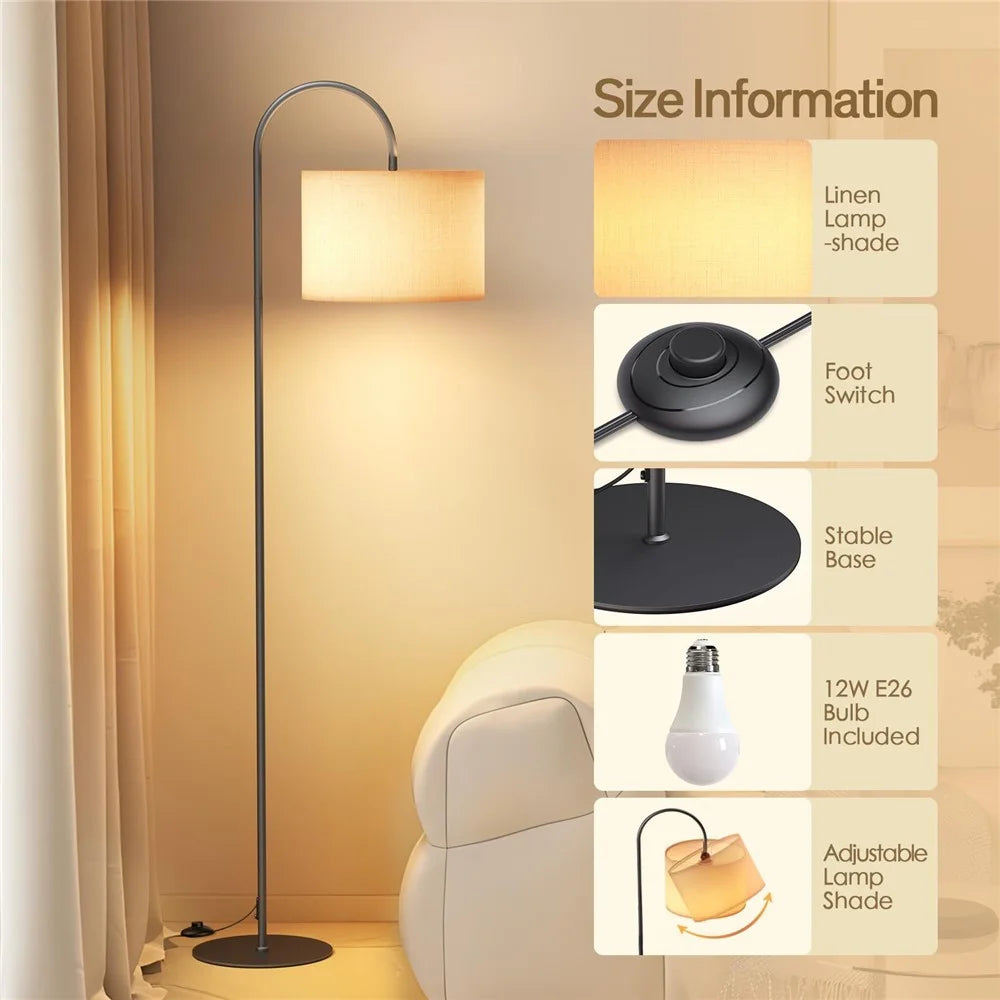E26 / E27 12W LED Bulb Three Color Dimmable Modern Floor Standing Lamp for Living Room / Bedroom - US Plug - 4