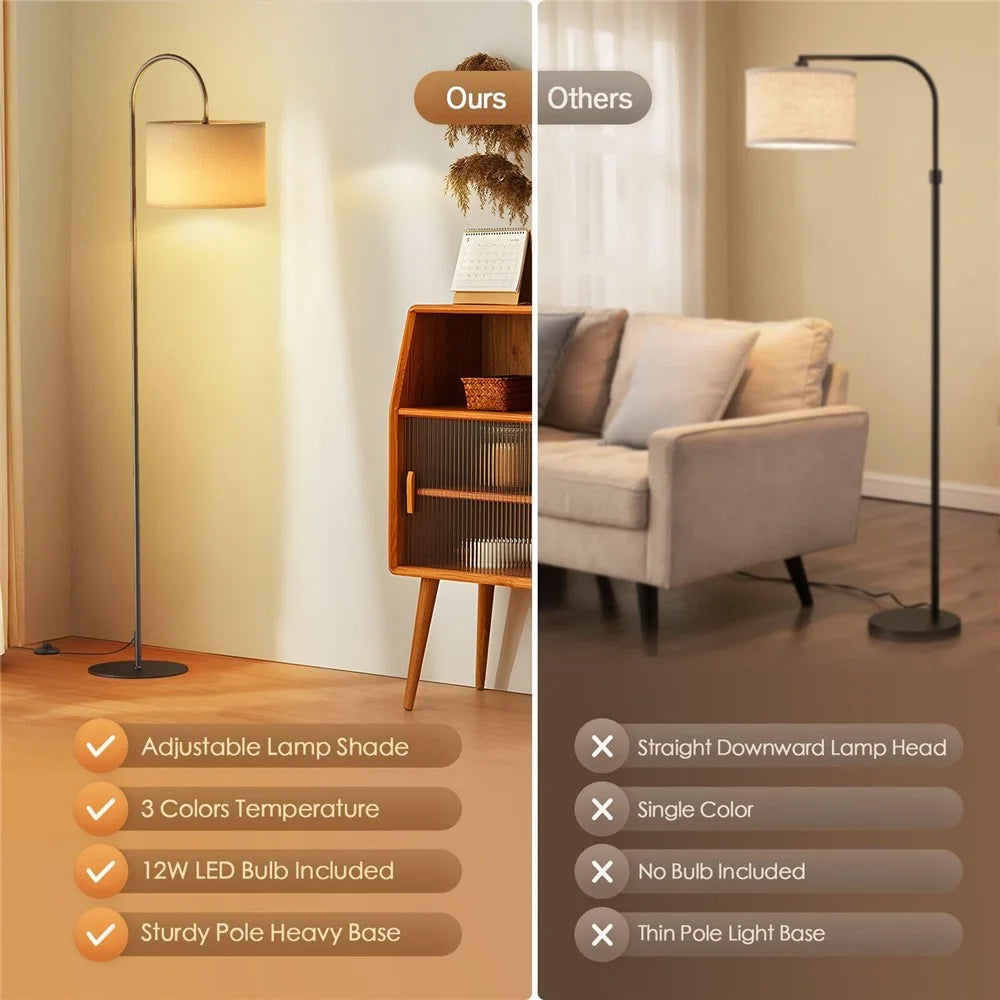E26 / E27 12W LED Bulb Three Color Dimmable Modern Floor Standing Lamp for Living Room / Bedroom - US Plug - 5