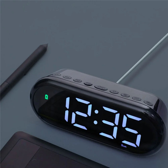 LED Large Display Digital Clock Adjustable Brightness RGB Color Changing Alarm Clock for Home - 6