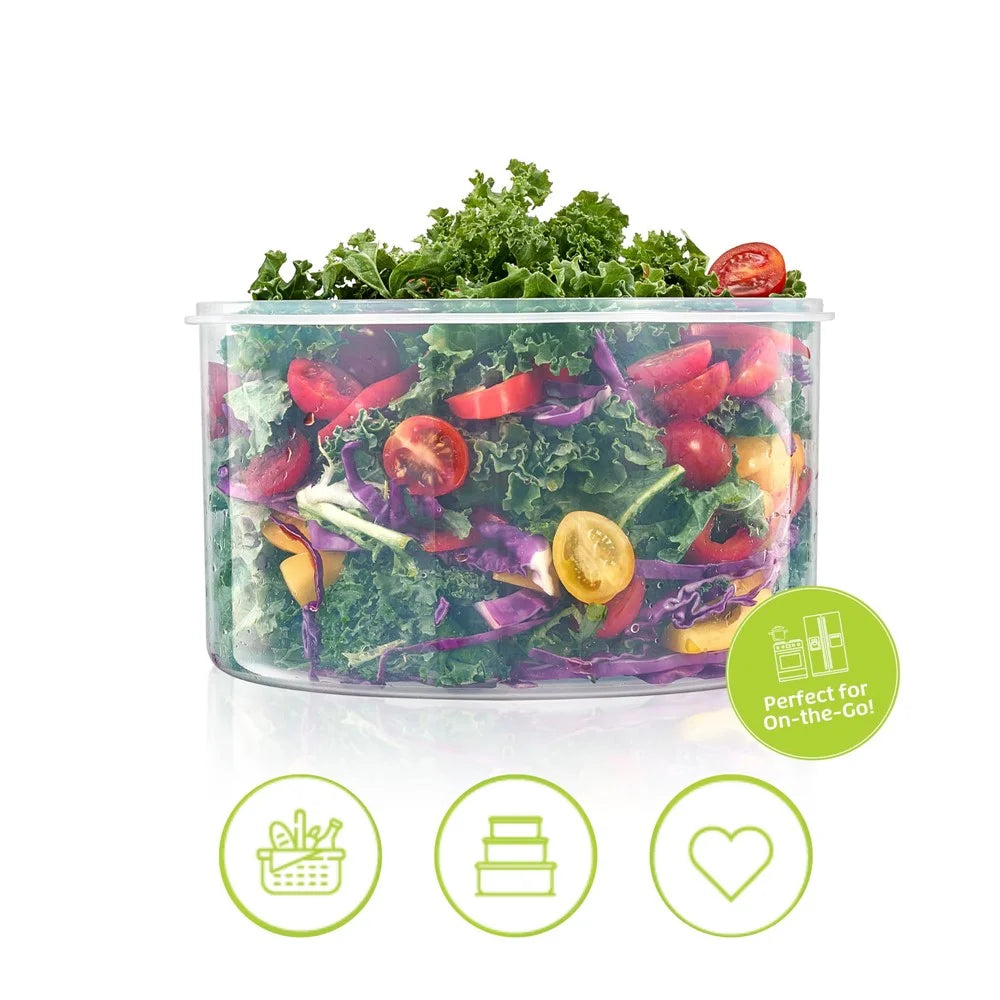 3Pcs Refrigerator Storage Box Round Transparent Drain Basket Fruit Vegetable Fresh-Keeping Box (BPA Free, No FDA) - 4