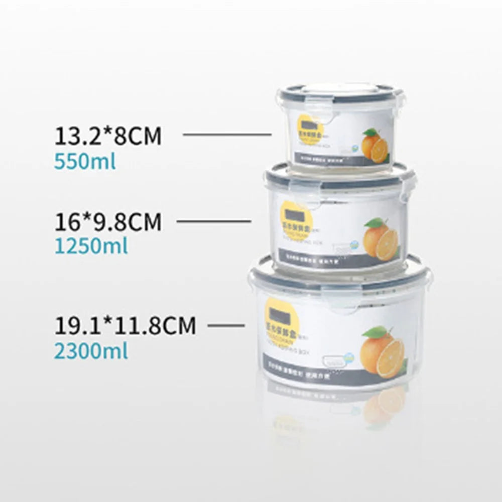 3Pcs Refrigerator Storage Box Round Transparent Drain Basket Fruit Vegetable Fresh-Keeping Box (BPA Free, No FDA) - 7