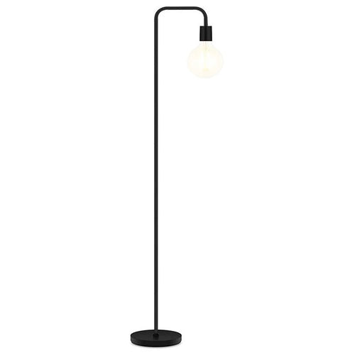 Living Room Bedroom Iron Art Floor Lamp Simple Retro Vertical Floor Lamp without Bulb, EU Plug - Black - 1