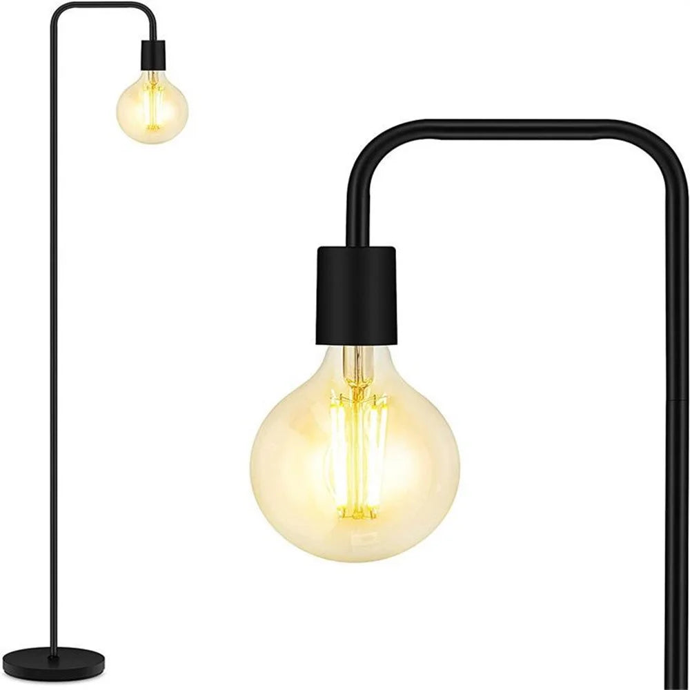 Living Room Bedroom Iron Art Floor Lamp Simple Retro Vertical Floor Lamp without Bulb, EU Plug - Black - 2