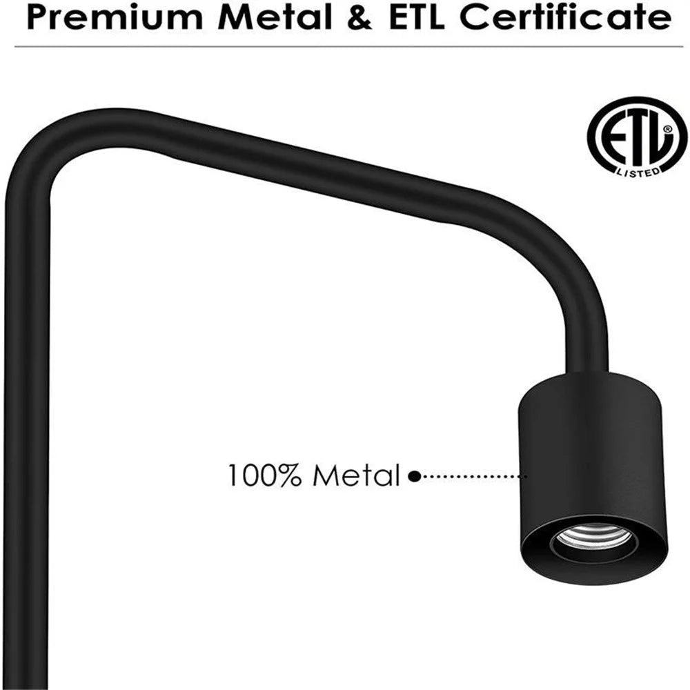 Living Room Bedroom Iron Art Floor Lamp Simple Retro Vertical Floor Lamp without Bulb, EU Plug - Black - 3