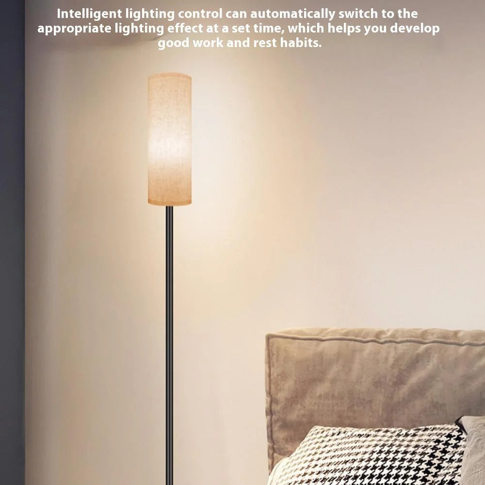 Linen Lampshade Standing Lamp Study Room Bedroom LED Floor Lamp with 3 Color Temperature Bulb, EU Plug - 7