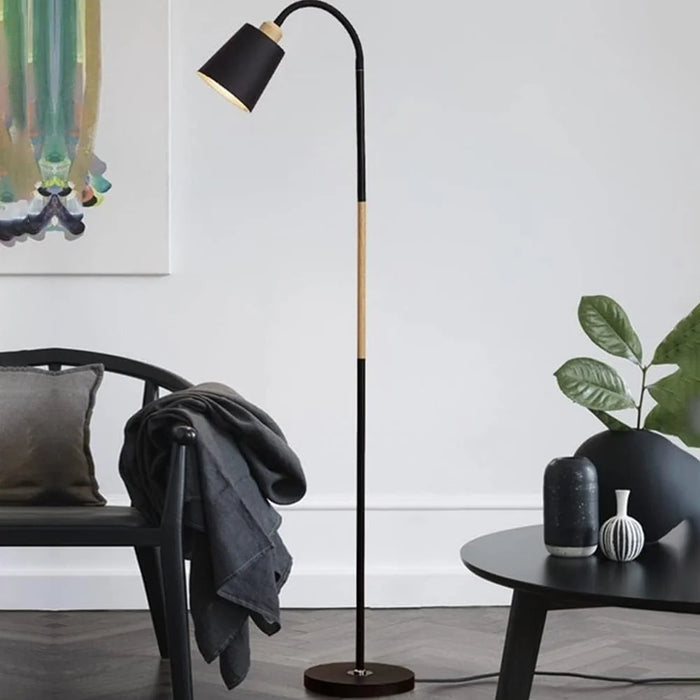 15W Modern Floor Lamp Flexible Hose E27 Bulb LED Light with PVC Base for Living Room Bedroom - Black - 3
