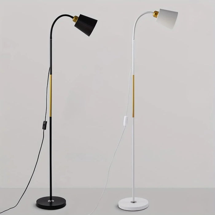 15W Modern Floor Lamp Flexible Hose E27 Bulb LED Light with PVC Base for Living Room Bedroom - Black - 7