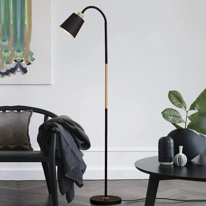 12W Modern Floor Lamp Flexible Hose E27 Bulb LED Light with PVC Base for Living Room Bedroom - Black - 3