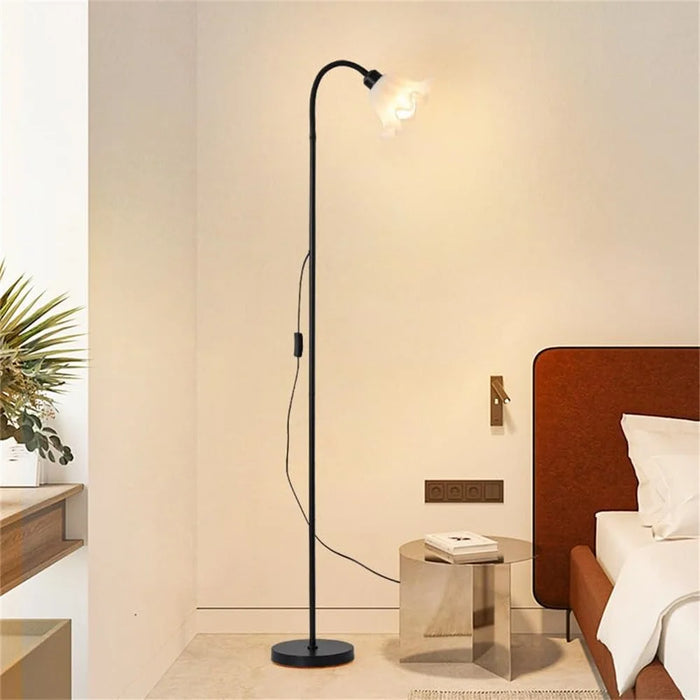 12W Modern Floor Lamp Flexible Hose E27 Bulb LED Light with PVC Base for Living Room Bedroom - Black - 5