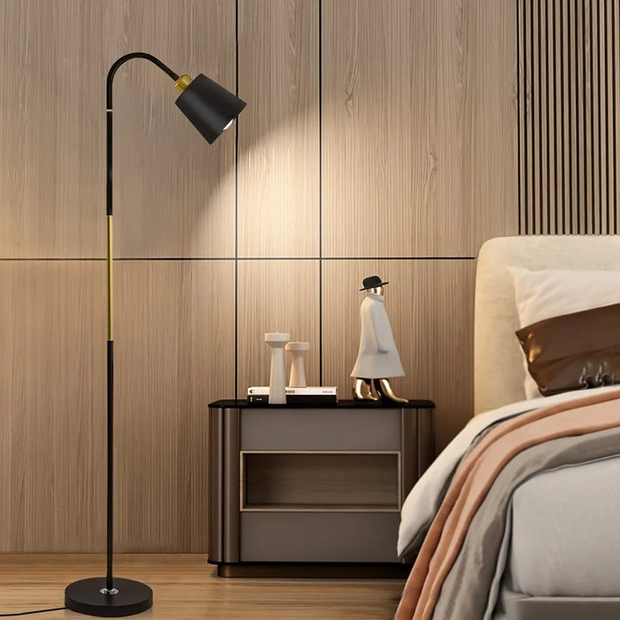 5W Modern Floor Lamp Flexible Hose E27 Bulb LED Light with PVC Base for Living Room Bedroom - Black - 4