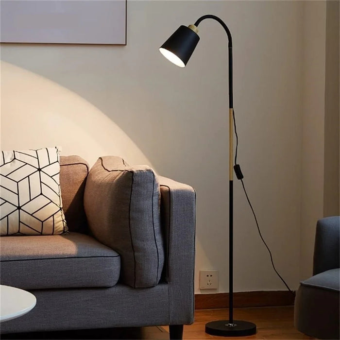 12W Modern Floor Lamp Flexible Hose E27 Bulb LED Light with Remote Control for Living Room Bedroom - Black - 2