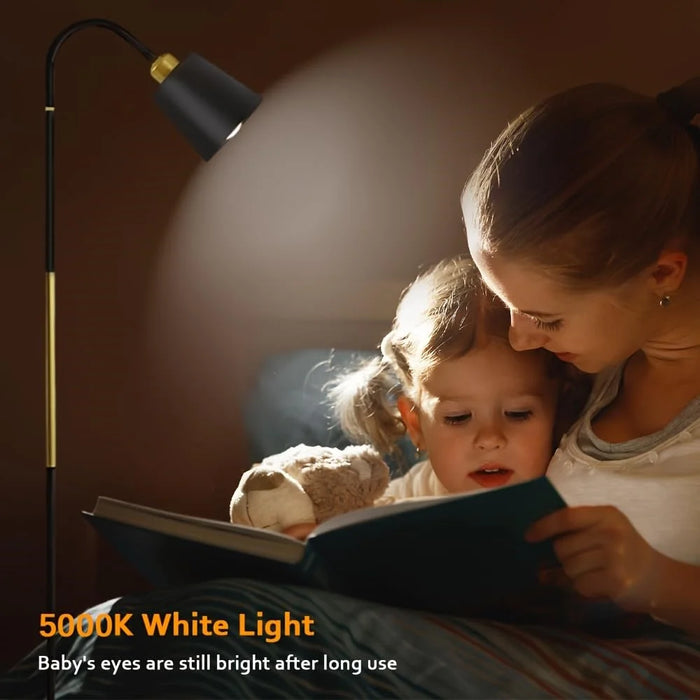 12W Modern Floor Lamp Flexible Hose E27 Bulb LED Light with Remote Control for Living Room Bedroom - Black - 5
