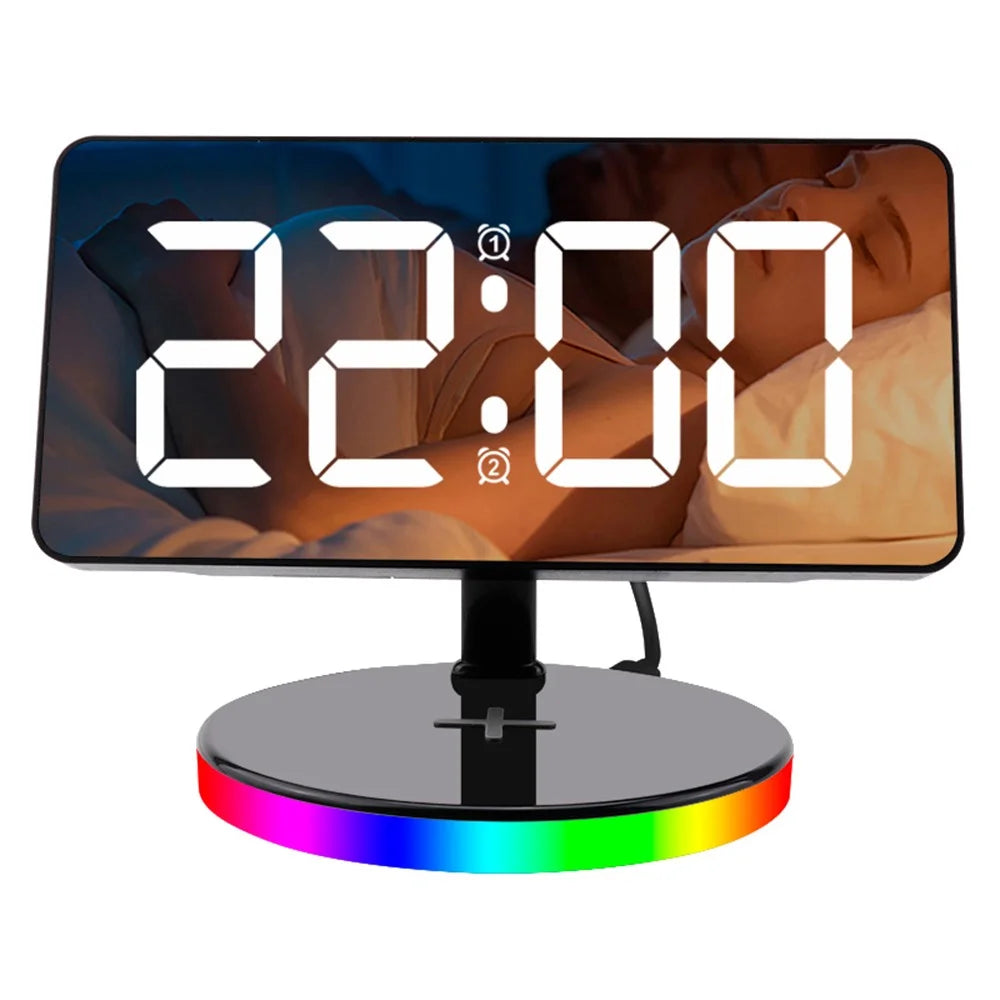 TS-3001-B White LED Digital Alarm Clock 15W Phone Wireless Charger Night Light - 2