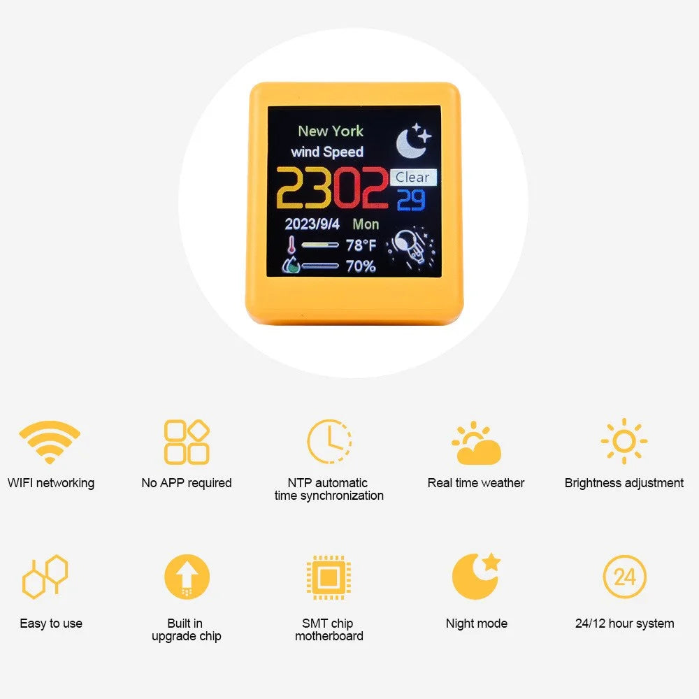 Animation Electronic Album Smart Clock 1.54-inch Screen WiFi Weather Forecast Station (CE / Rohs Certified) - Orange - 2