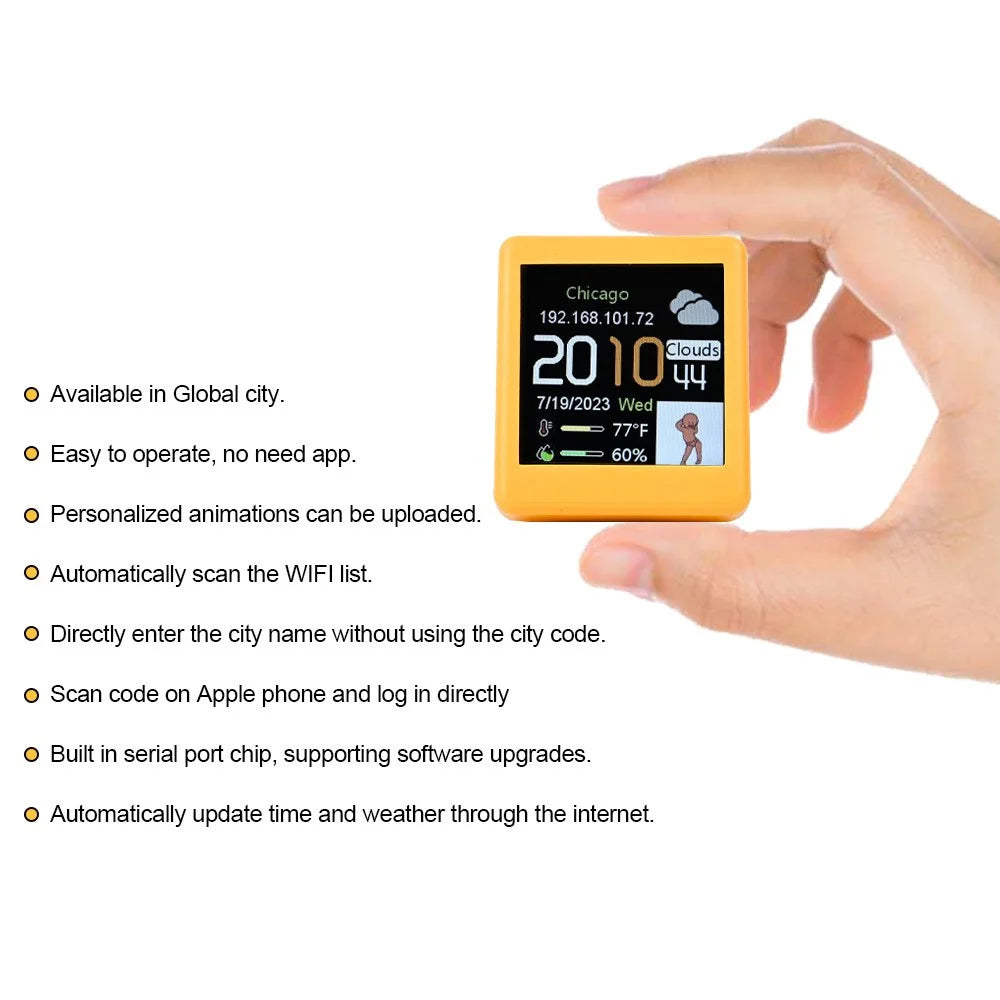 Animation Electronic Album Smart Clock 1.54-inch Screen WiFi Weather Forecast Station (CE / Rohs Certified) - Orange - 3