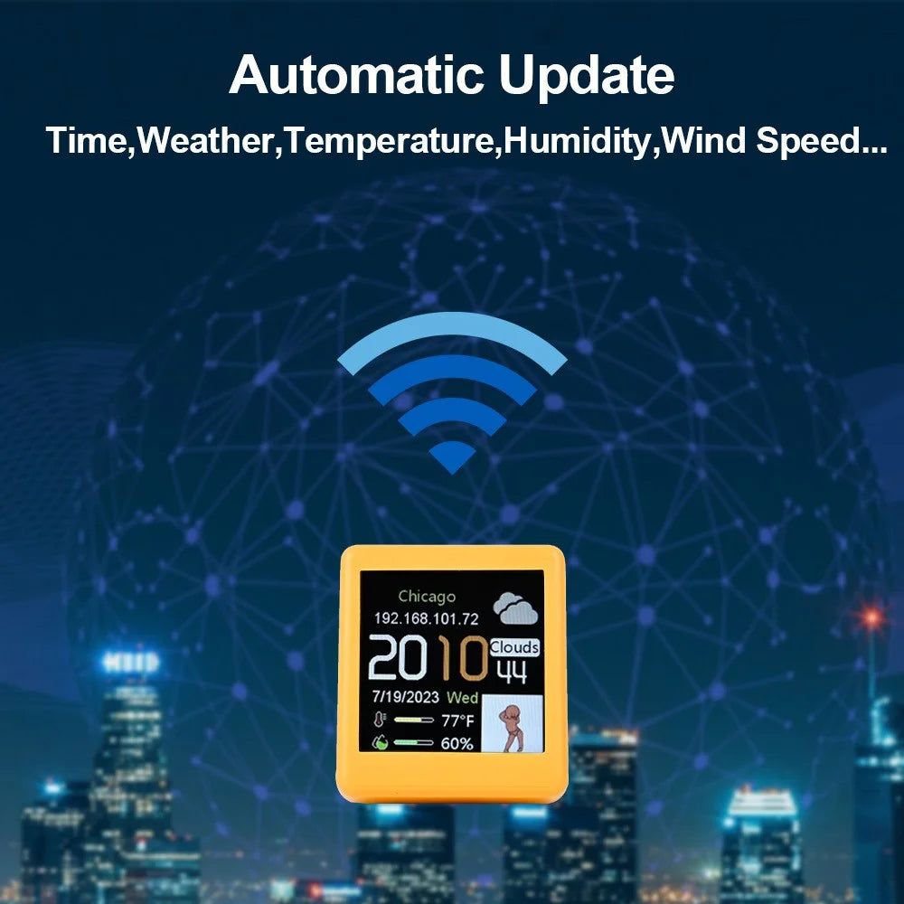 Animation Electronic Album Smart Clock 1.54-inch Screen WiFi Weather Forecast Station (CE / Rohs Certified) - Orange - 4