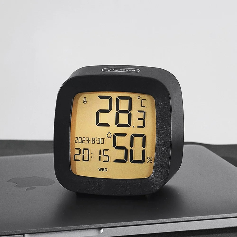 Digital Alarm Clock with Backlight Battery Operated Temperature Humidity Monitor Alarm Clock - 2205 Black - 3