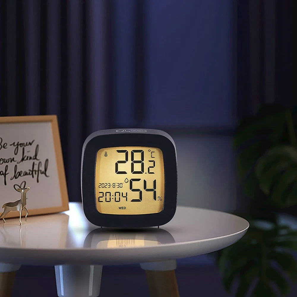 Digital Alarm Clock with Backlight Battery Operated Temperature Humidity Monitor Alarm Clock - 2205 Black - 4