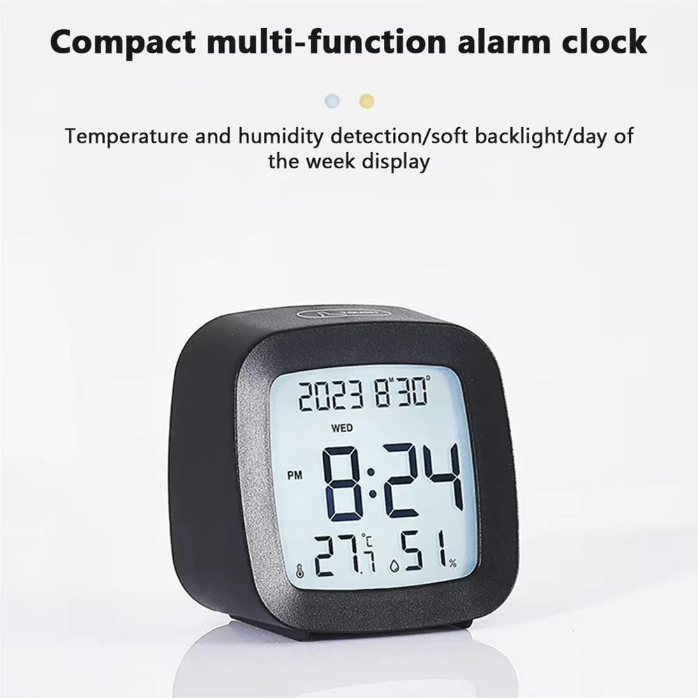 Digital Alarm Clock with Backlight Battery Operated Temperature Humidity Monitor Alarm Clock - 2205 Black - 5