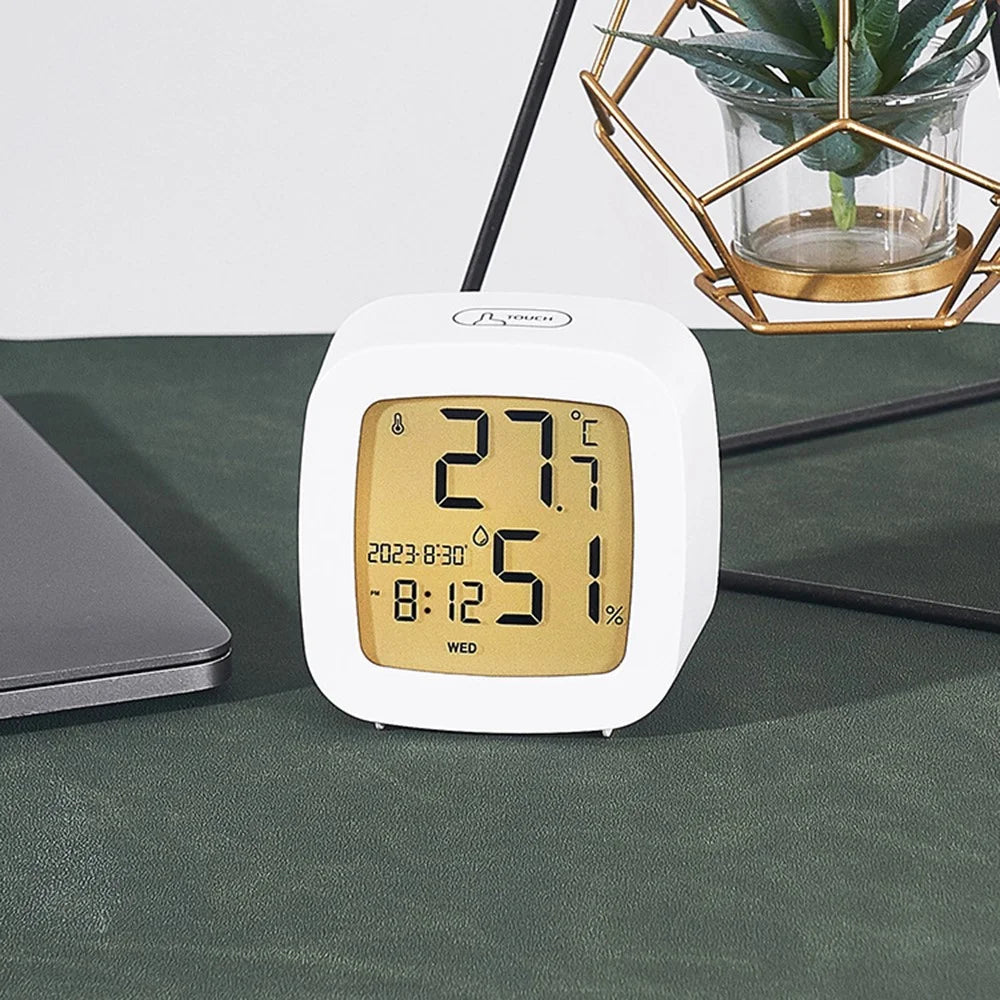 Digital Alarm Clock with Backlight Battery Operated Temperature Humidity Monitor Alarm Clock - 2205 Black - 7