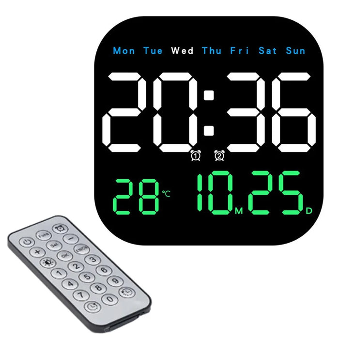 10.55 inch Digital Large Display Clock Electronic Clock with Date / Month / Temperature LED Display for Desk / Wall - Blue  /  White  /  Green - 1