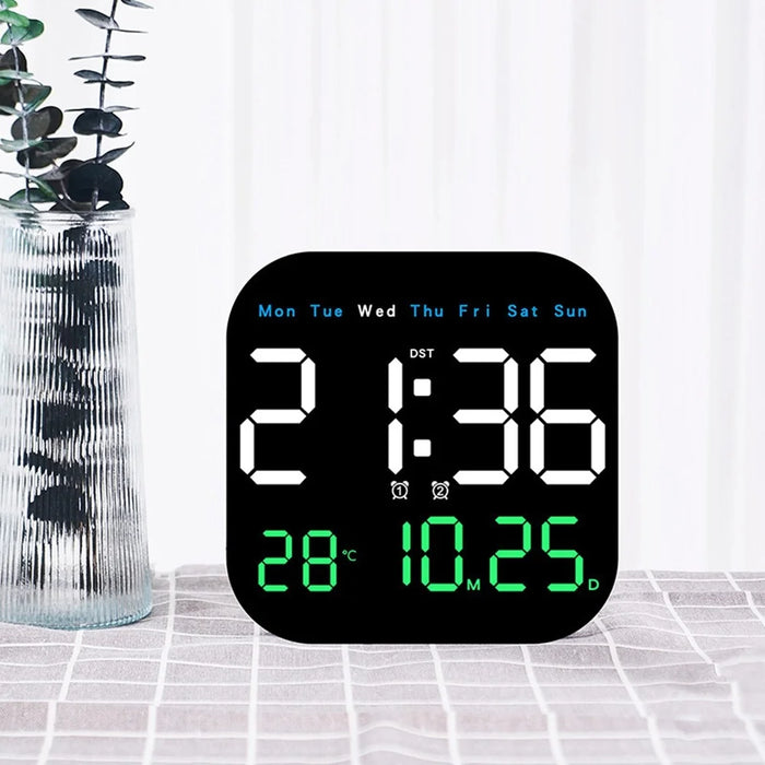 10.55 inch Digital Large Display Clock Electronic Clock with Date / Month / Temperature LED Display for Desk / Wall - Blue  /  White  /  Green - 3