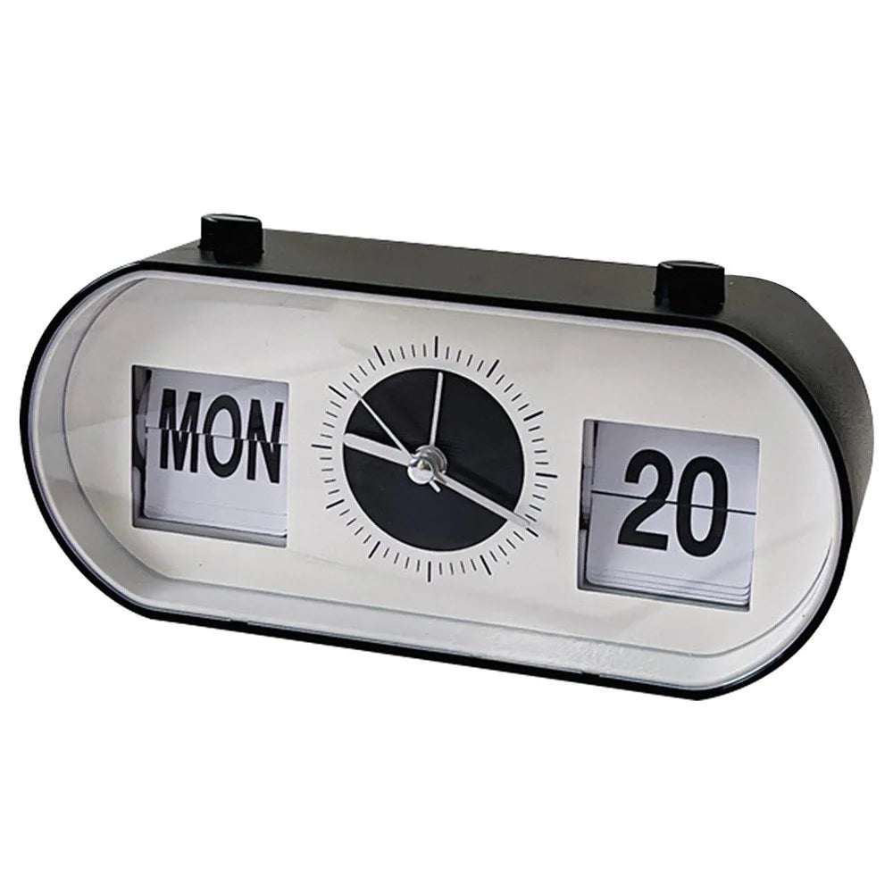 Manual Page Turning Clock Desk Alarm Clock Calendar Clock Home Decoration - 1