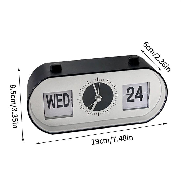 Manual Page Turning Clock Desk Alarm Clock Calendar Clock Home Decoration - 7