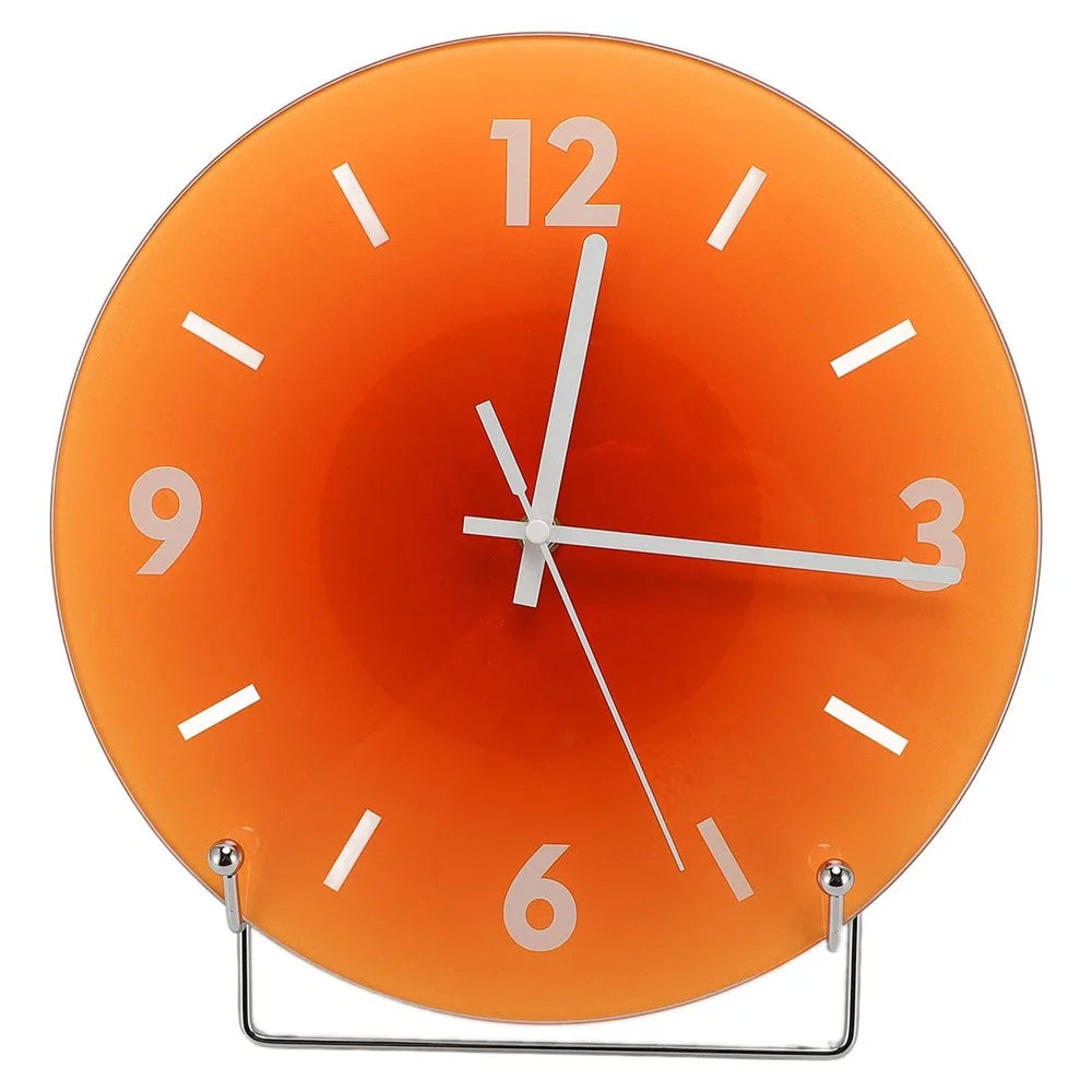 12 inch Sunset Wall Clock with Bracket Battery Operated Gradient Glass Silent Clocks for Home (No Battery) - Orange  /  Number - 1