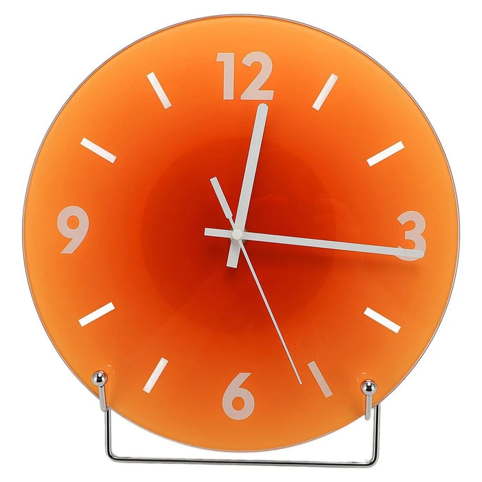 12 inch Sunset Wall Clock with Bracket Battery Operated Gradient Glass Silent Clocks for Home (No Battery) - Orange  /  Number - 1