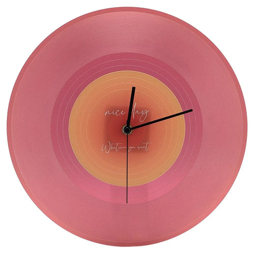 12 inch Music Record Wall Art Clock Translucent Silent Round Clocks Home Decor (No Battery) - Red - 1