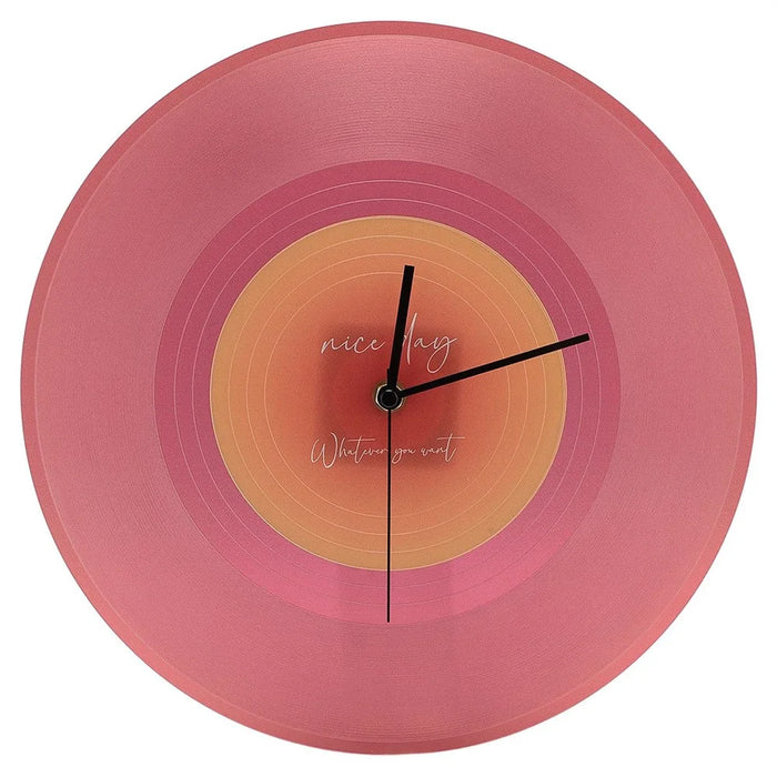 12 inch Music Record Wall Art Clock Translucent Silent Round Clocks Home Decor (No Battery) - Red - 1