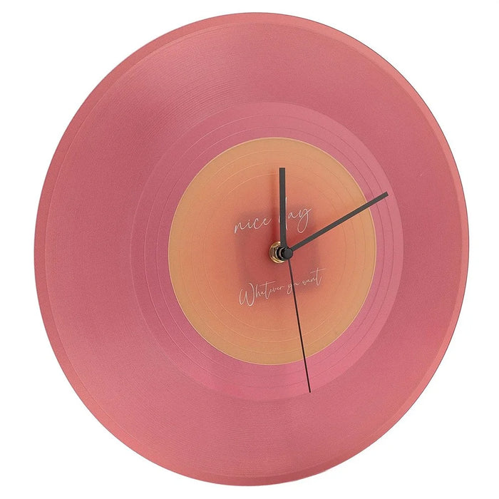 12 inch Music Record Wall Art Clock Translucent Silent Round Clocks Home Decor (No Battery) - Red - 6