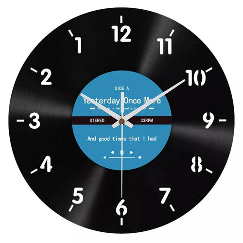 Vinyl Records Backwards Wall Art Clock 12 inch Reverse Decorative Clock Vintage Decor (No Battery) - 1