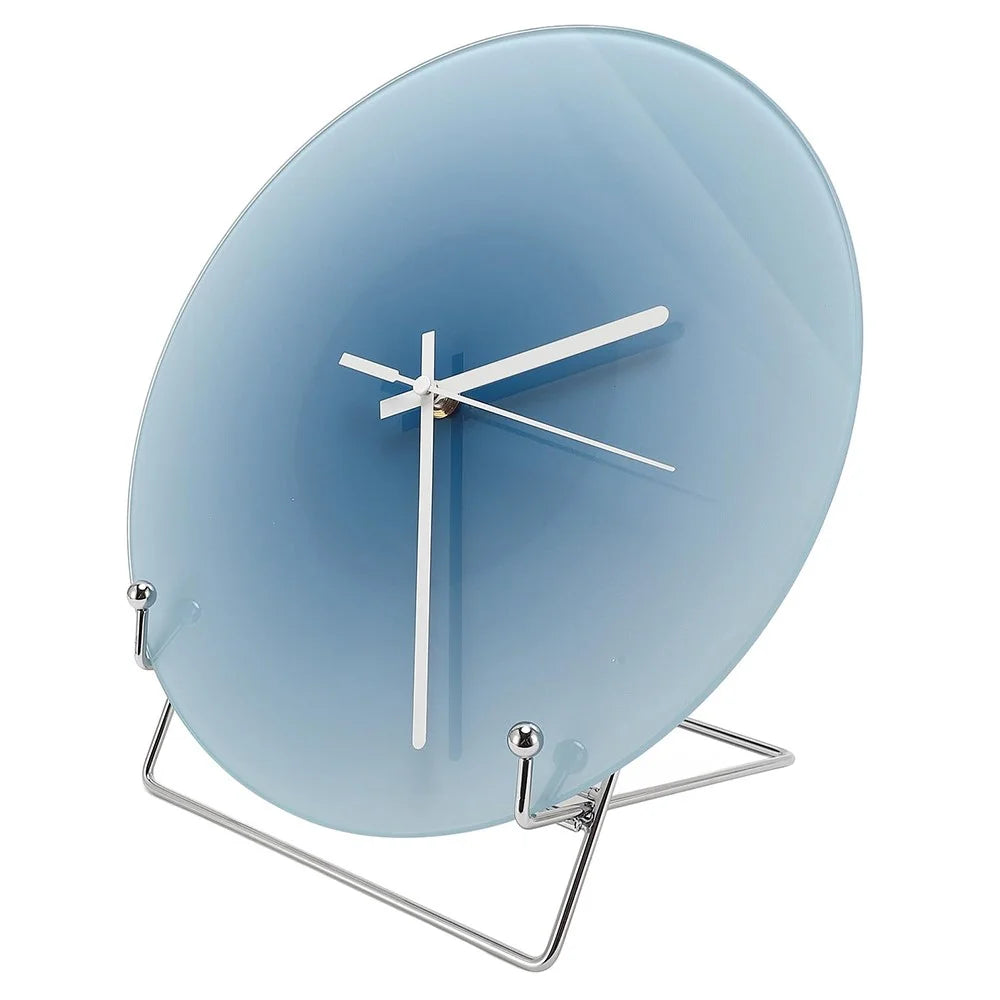 12 inch Sunset Wall Clock with Bracket Silent Non-Ticking Gradient Glass Clocks for Home (No Battery) - Blue  /  No Dial Scale - 1