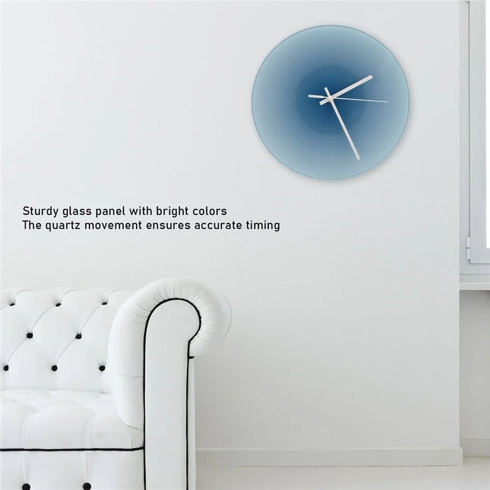 12 inch Sunset Wall Clock with Bracket Silent Non-Ticking Gradient Glass Clocks for Home (No Battery) - Blue  /  No Dial Scale - 3